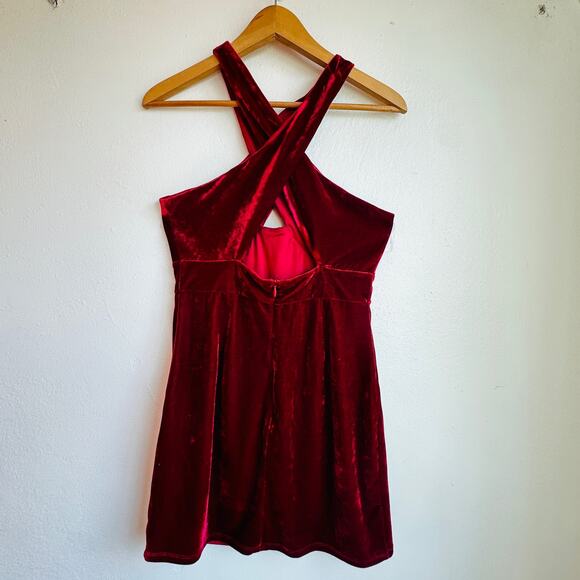 Revolve x NBD Abriel Red Velvet Mini Dress Cross Bodice Sexy Party Cocktail M - Picture 5 of 10
